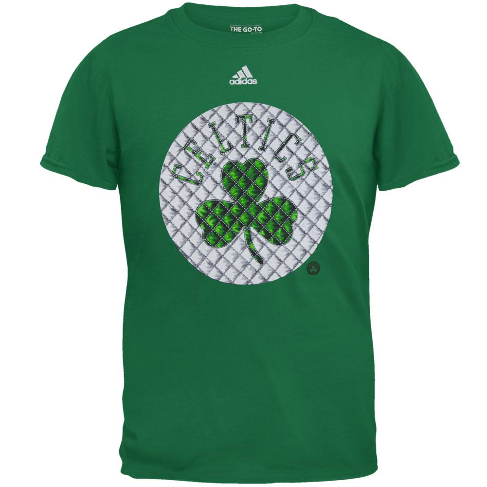 Boston Celtics - Tip Off Tech Quilt Go To Adidas Mens T Shirt Men's T-Shirts Boston Celtics SM Forest Green