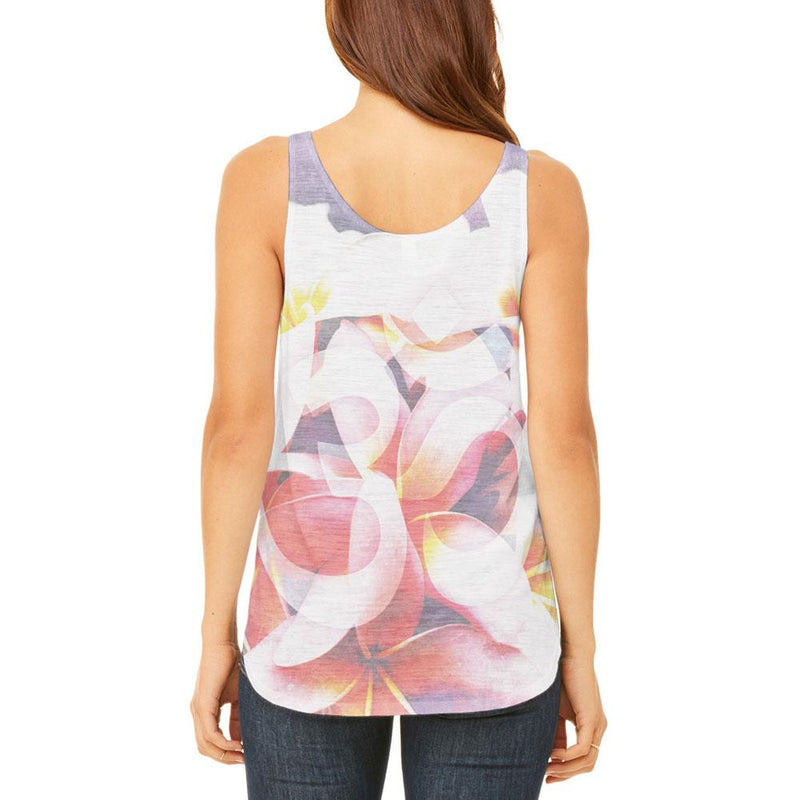 Om Frangipani Pagoda Temple Flower Juniors Flowy Side Slit Tank Top Juniors Tank Tops Old Glory