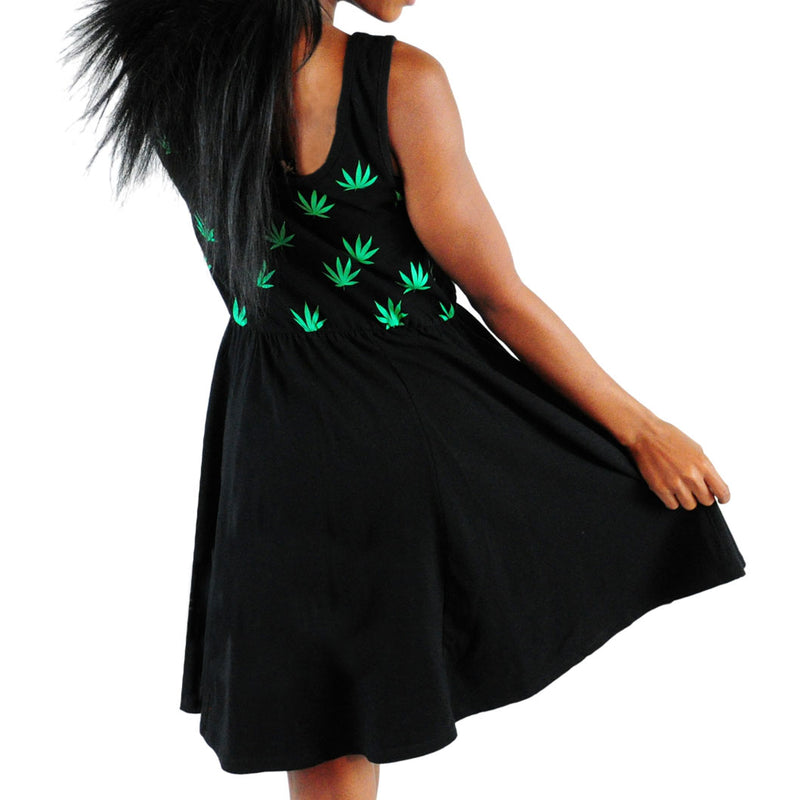 Bob Marley - Celestial Bob and Pot Leaves Juniors Tank Dress Juniors Dresses Bob Marley