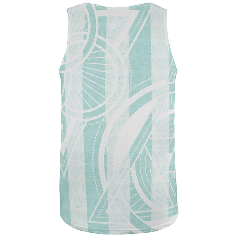 Summer Sacred Geometry Teal Stripes All Over Mens Tank Top Men's Tank Tops Old Glory