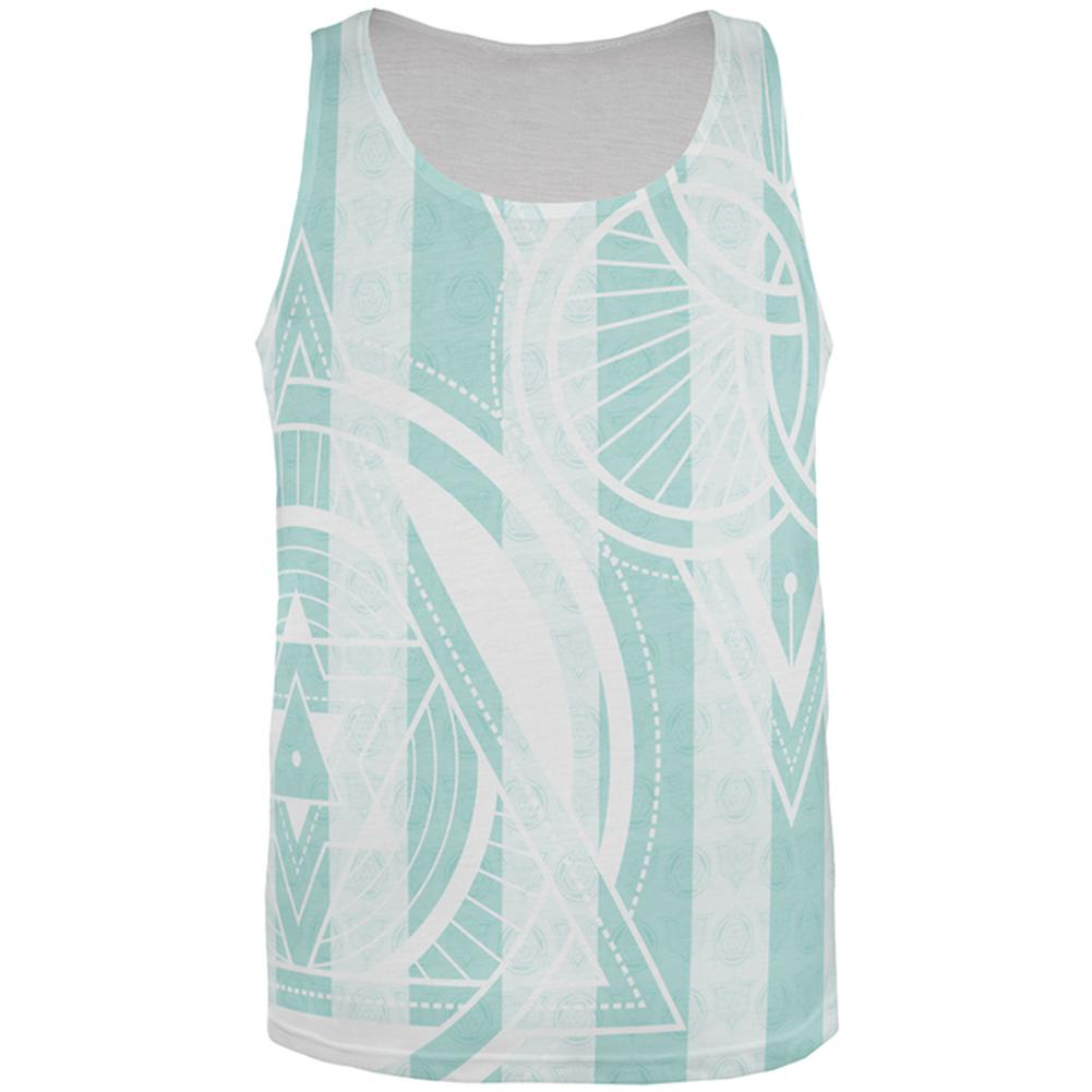 Summer Sacred Geometry Teal Stripes All Over Mens Tank Top Men's Tank Tops Old Glory 2XL Multi