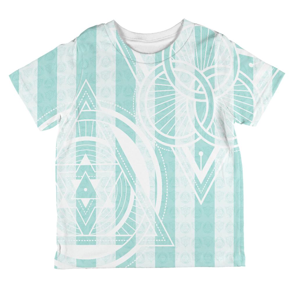 Summer Sacred Geometry Teal Stripes All Over Toddler T Shirt Toddler T-Shirts Old Glory 2T Multi