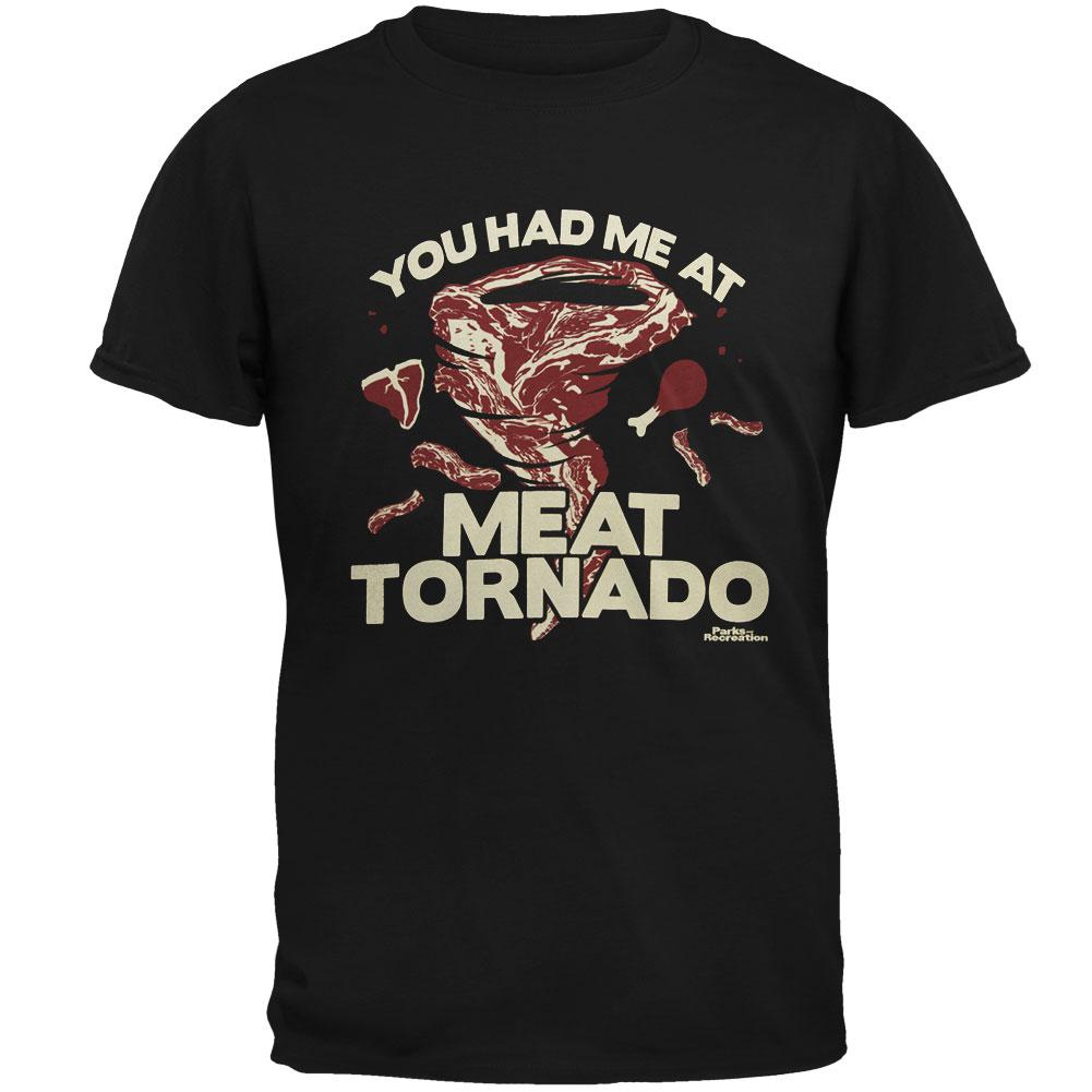 Parks and Recreation - Meat Tornado Mens T Shirt Men's T-Shirts Old Glory SM Black