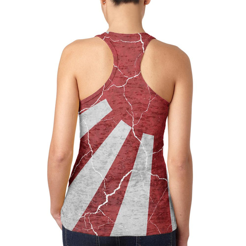 Distressed Japanese Flag Rising Sun Vintage Juniors Burnout Racerback Tank Top Juniors Tank Tops Old Glory