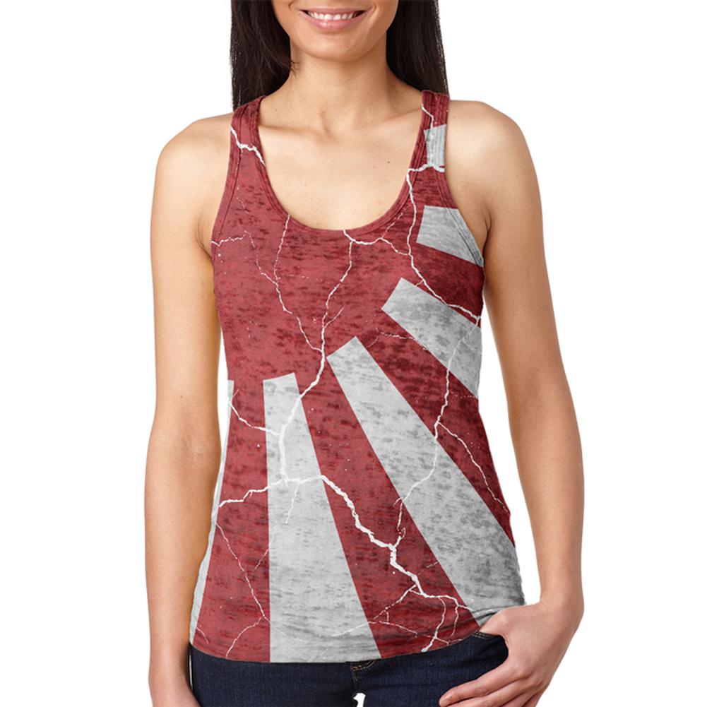 Distressed Japanese Flag Rising Sun Vintage Juniors Burnout Racerback Tank Top Juniors Tank Tops Old Glory 2XL Multi