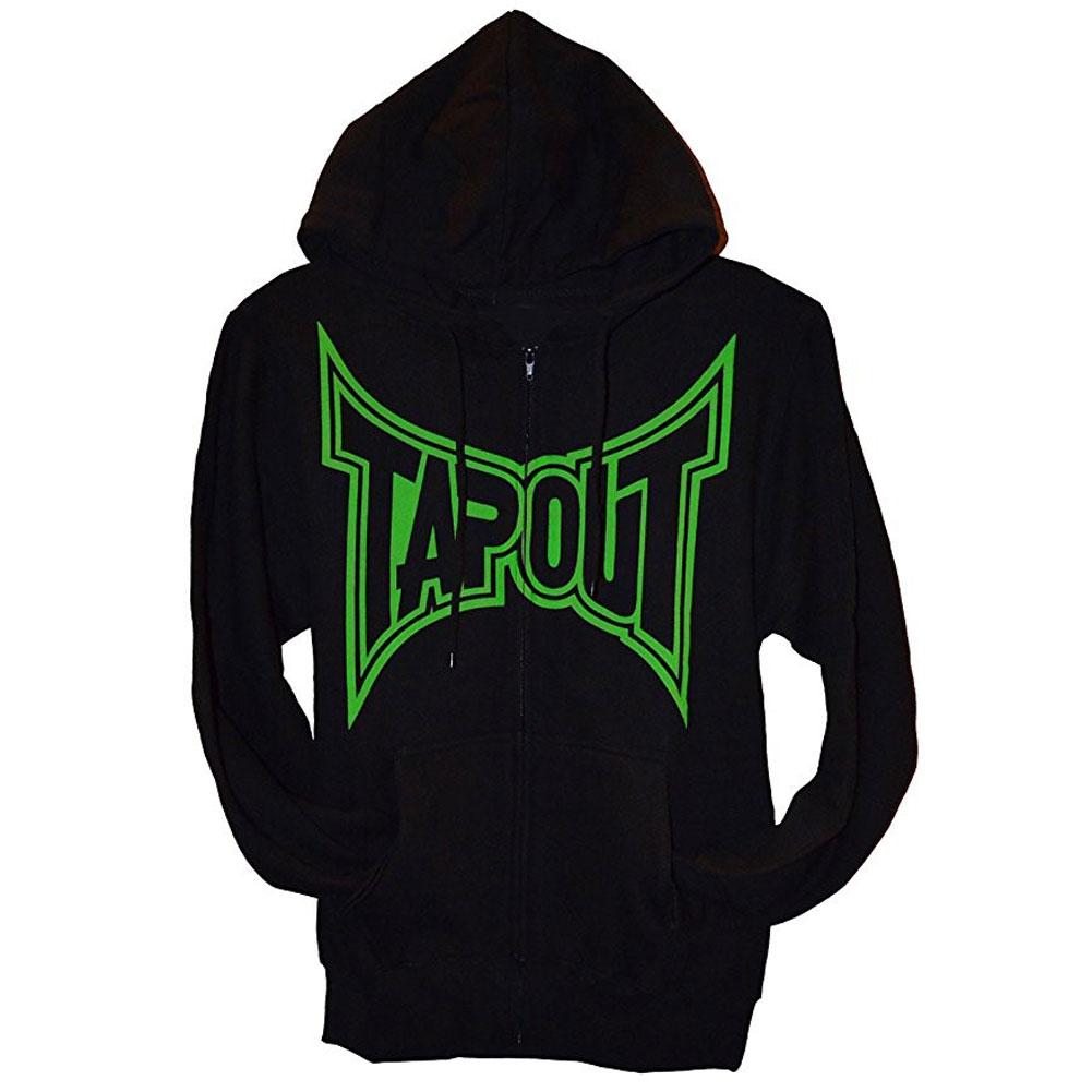 Tapout - Classic Green Logo Mens Zip Up Hoodie Men's Hoodies TapouT MD Black