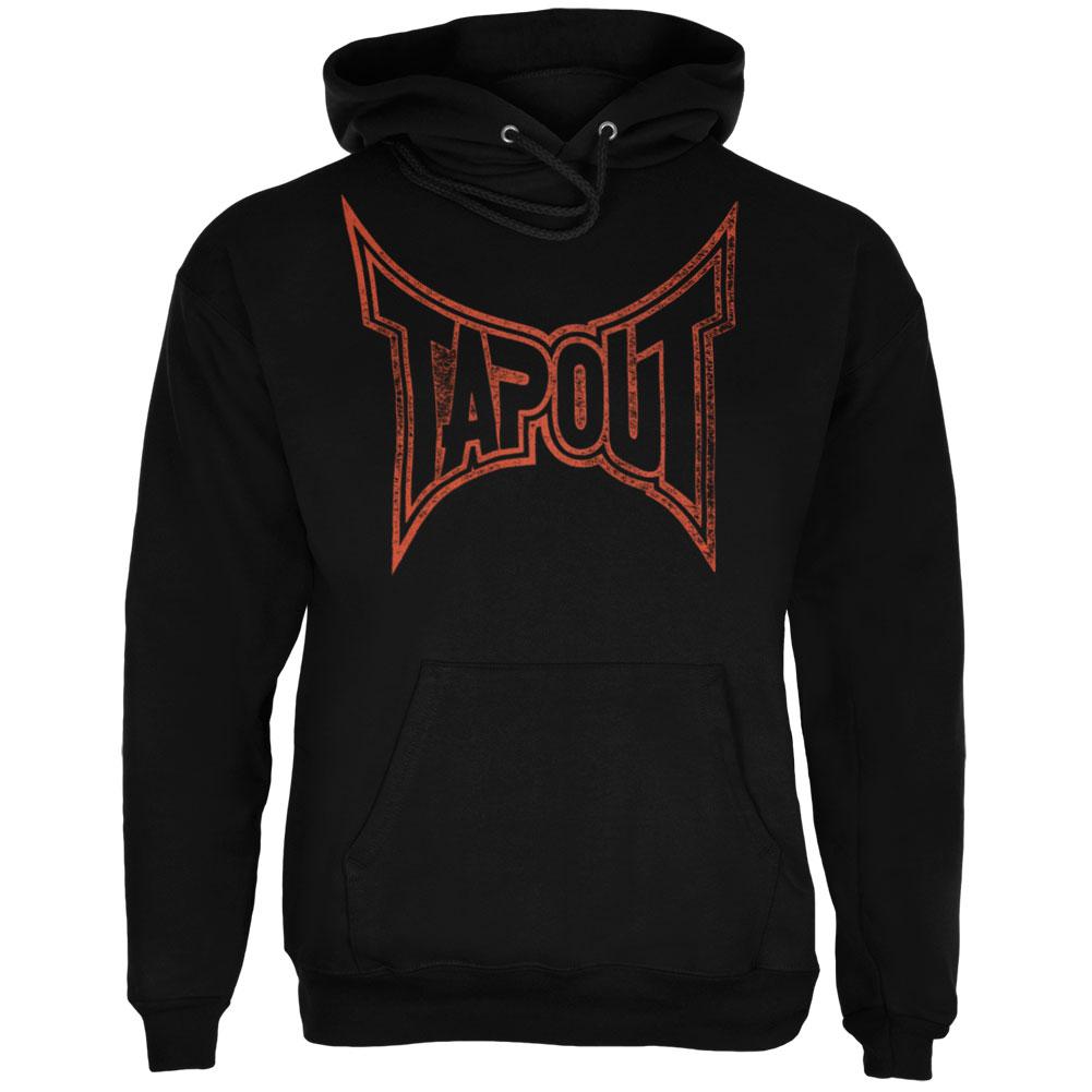 Tapout - Classic Orange Logo Mens Pullover Hoodie Men's Hoodies TapouT MD Black