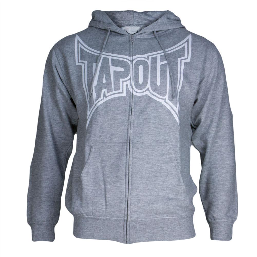 Tapout - Classic White Logo Mens Zip-Up Hoodie Men's Hoodies TapouT SM Grey