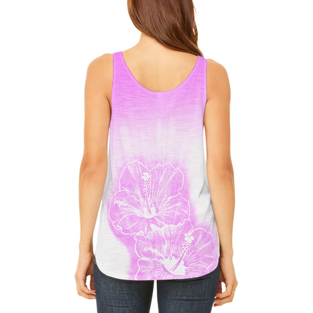 Ombre Maui Pink Hibiscus Flowers Juniors Flowy Side Slit Tank Top Juniors Tank Tops Old Glory