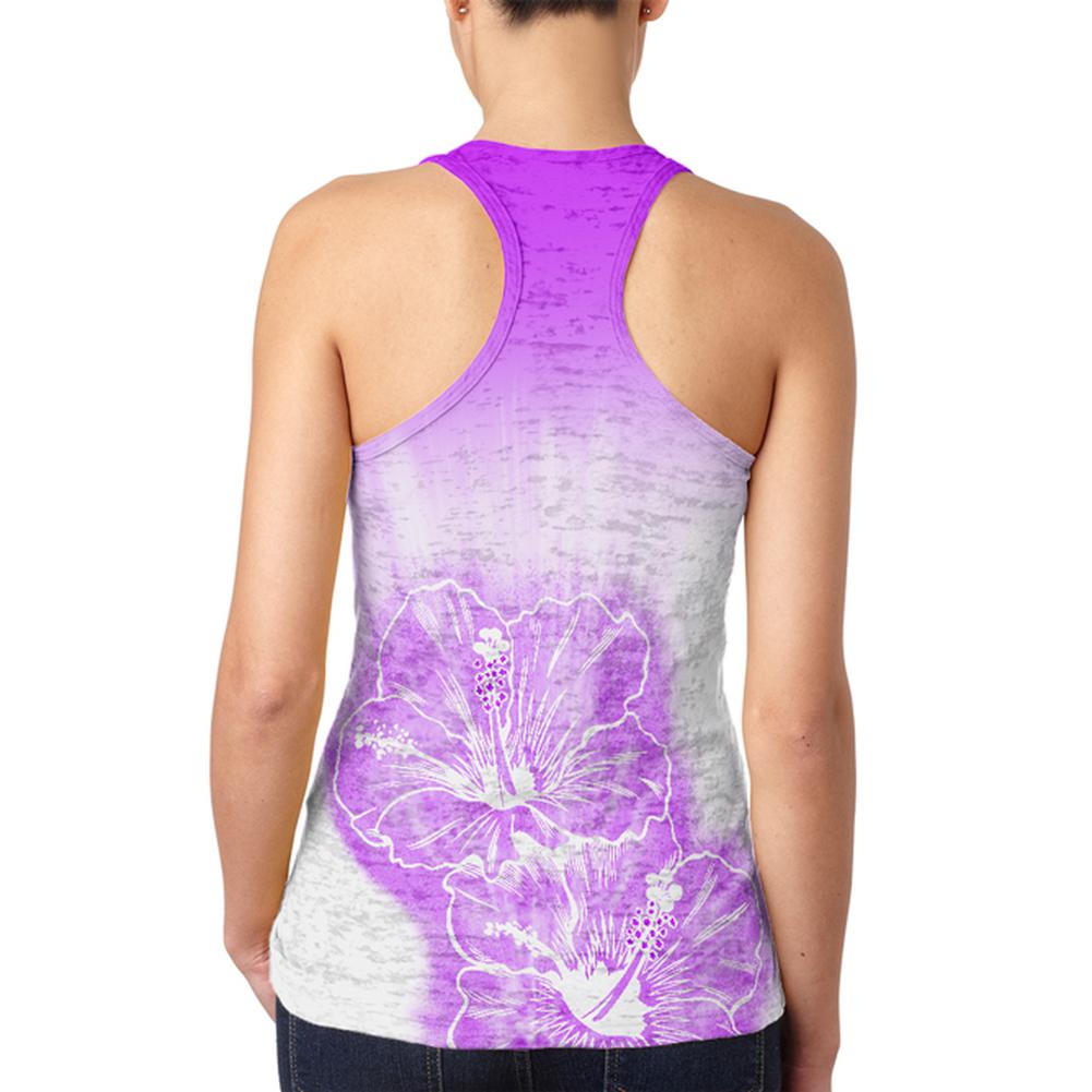 Ombre Kauai Purple Hibiscus Flowers Juniors Burnout Racerback Tank Top Juniors Tank Tops Old Glory