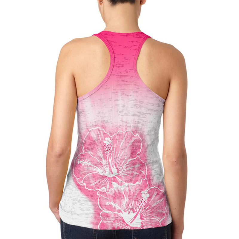 Ombre Hawaii Red Hibiscus Flowers Juniors Burnout Racerback Tank Top Juniors Tank Tops Old Glory
