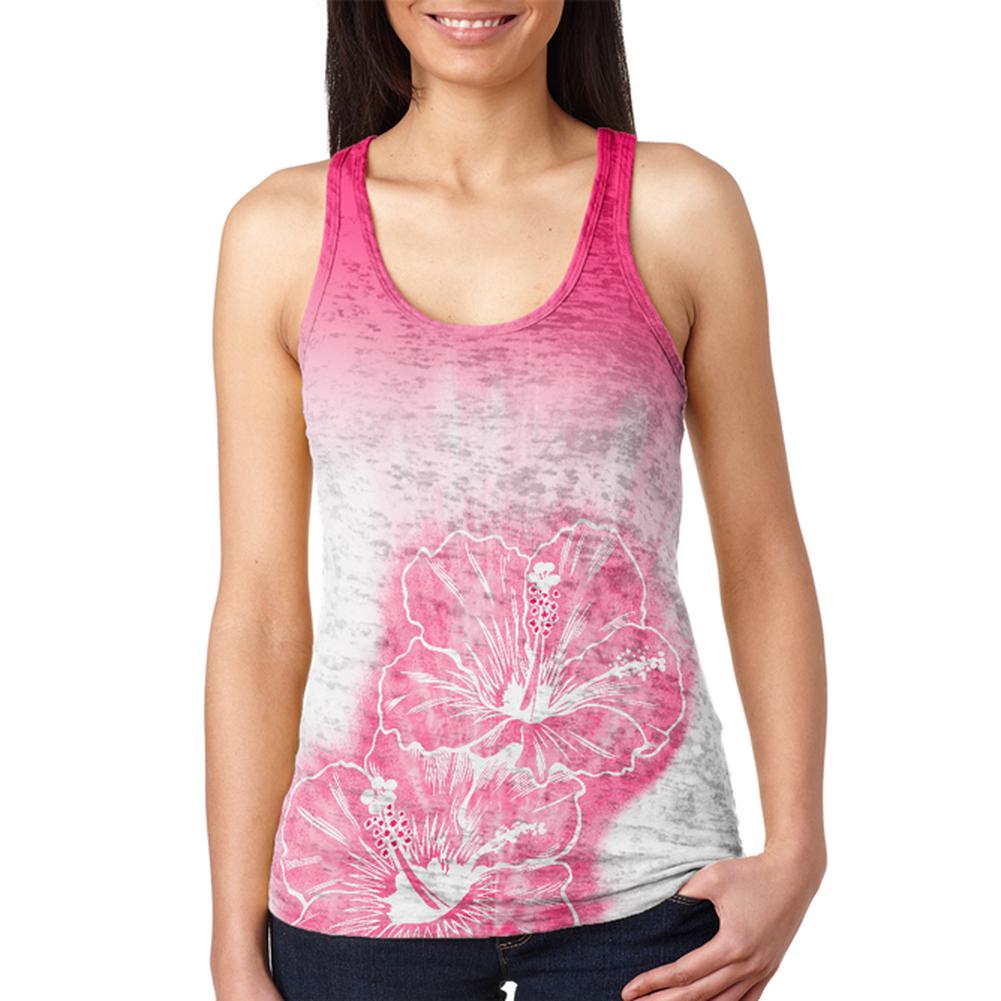 Ombre Hawaii Red Hibiscus Flowers Juniors Burnout Racerback Tank Top Juniors Tank Tops Old Glory 2XL Multi