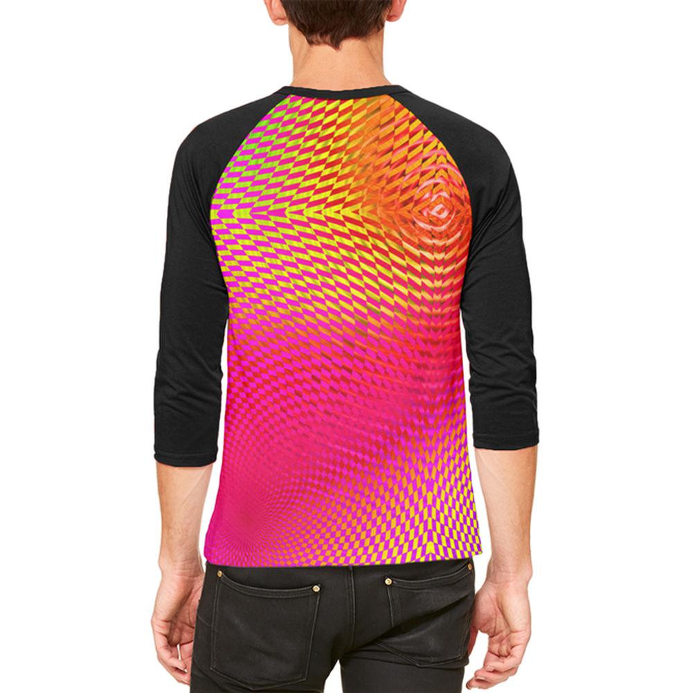EDM Hypnotic Trance Rainbow Spiral Mens Raglan T Shirt Men's Raglans Old Glory
