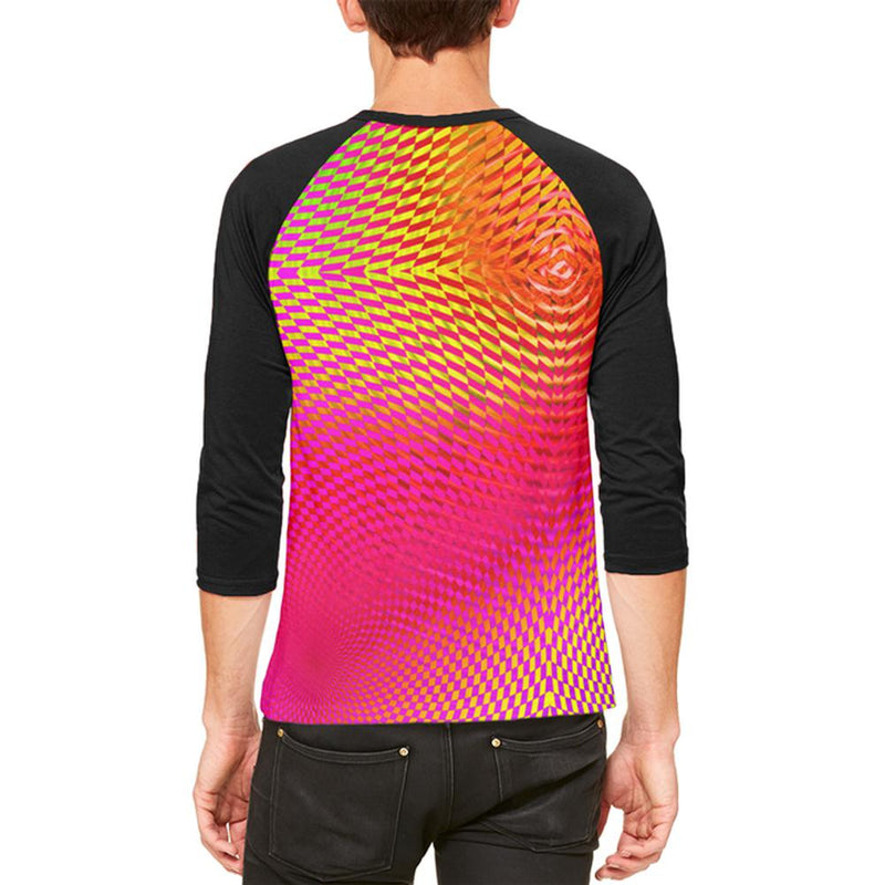 EDM Hypnotic Trance Rainbow Spiral Mens Raglan T Shirt Men's Raglans Old Glory