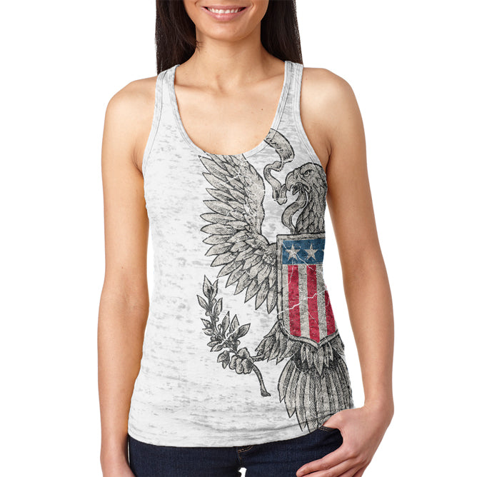 4th Of July Born Free Vintage American Eagle Juniors Burnout Racerback Tank Top Juniors Tank Tops 4th of July 2XL Multicolor
