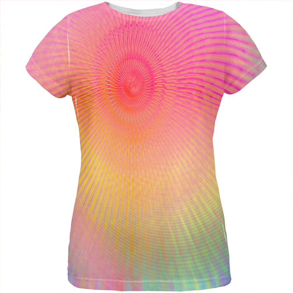 EDM Pastel Unicorn Rainbow Spiral All Over Womens T Shirt Women's T-Shirts Old Glory 2XL Multi