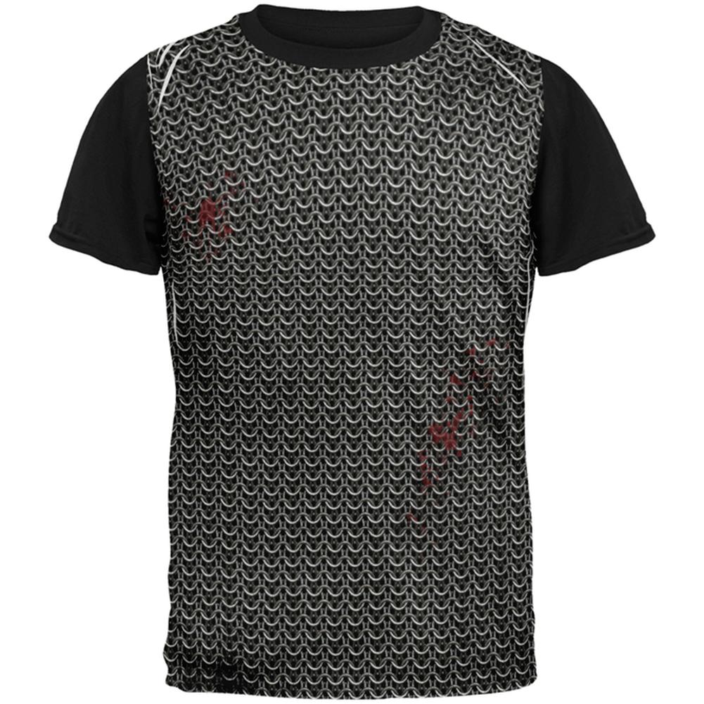 Halloween Battle Damage Chainmail Costume All Over Mens Black Back T Shirt Men's T-Shirts Old Glory MD Multi