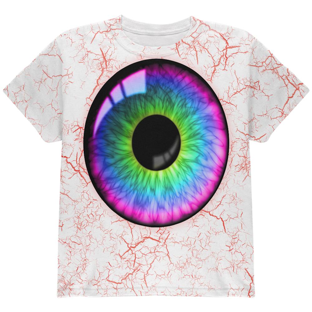 Halloween Rainbow Creepy Eyeball Costume All Over Youth T Shirt Youth T-Shirts Old Glory LG Multi