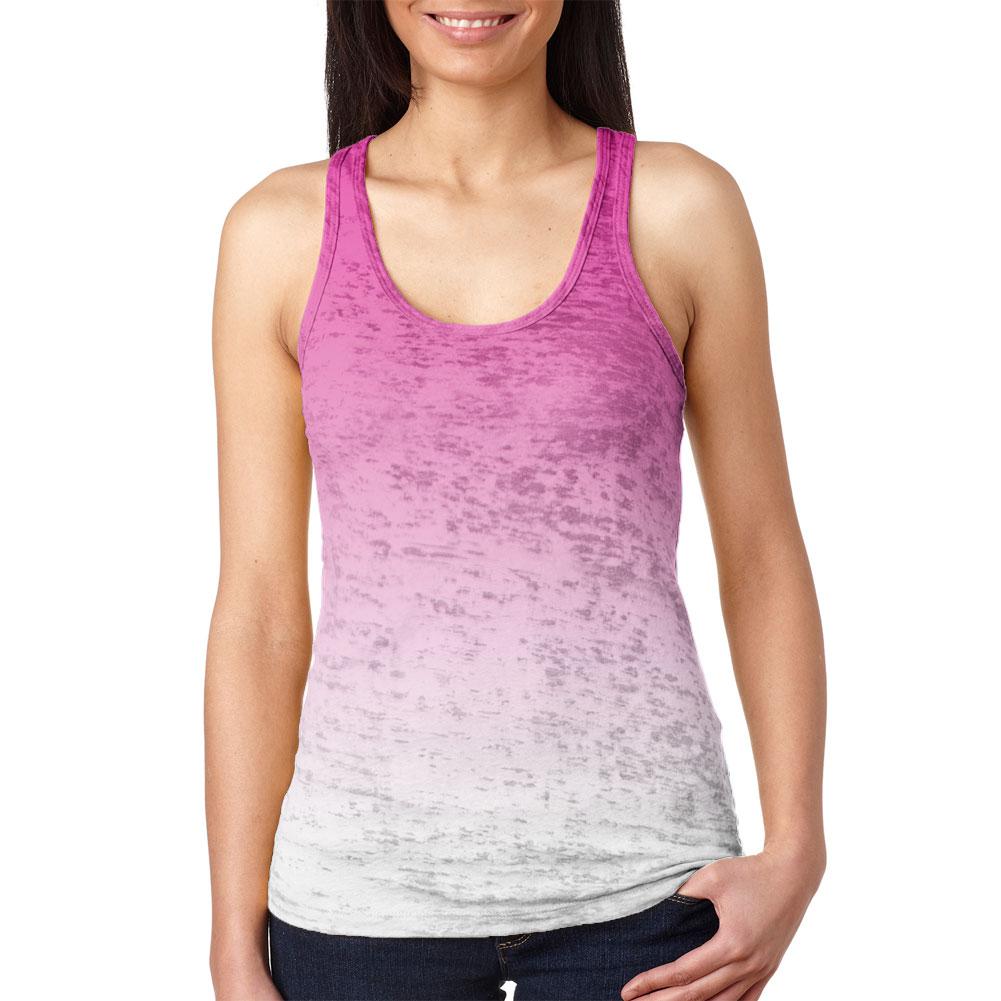 Summer Sun Ombre Juniors Burnout Racerback Tank Top Juniors Tank Tops Old Glory 2XL Red