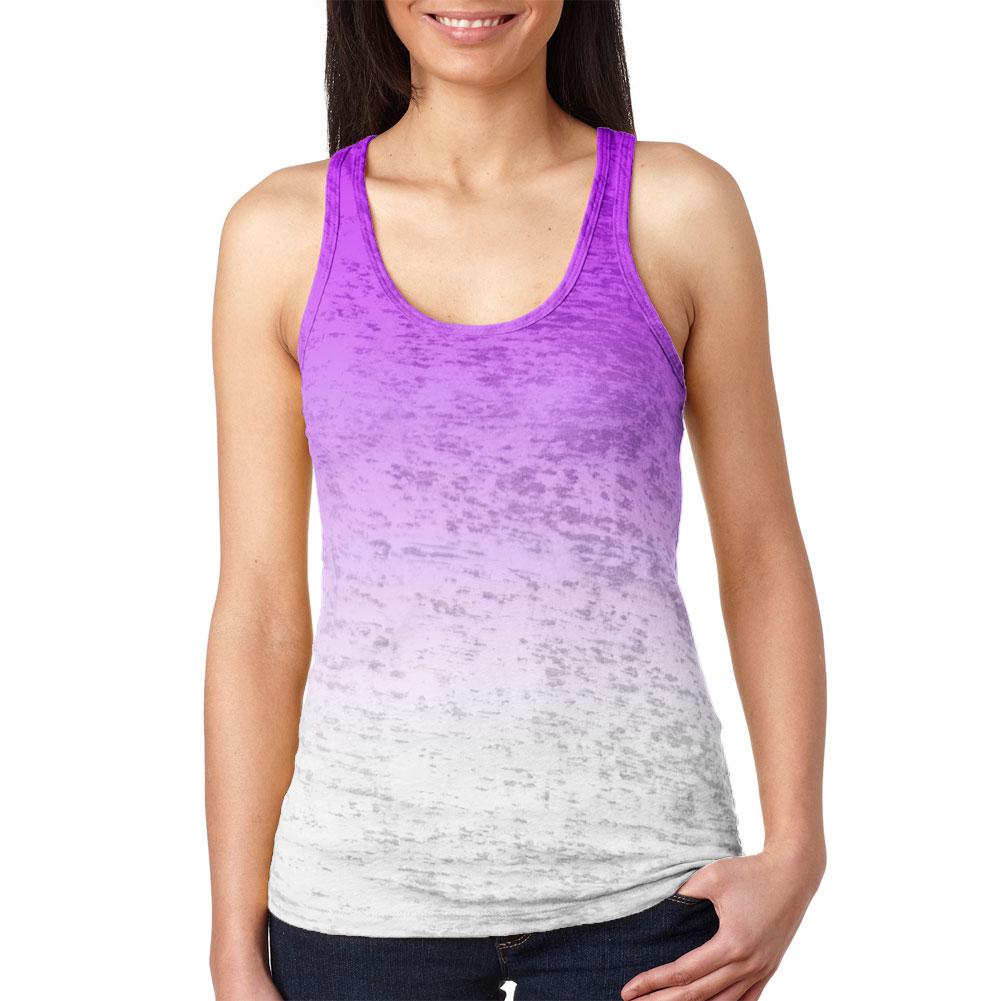 Summer Sun Ombre Juniors Burnout Racerback Tank Top Juniors Tank Tops Old Glory 2XL Purple
