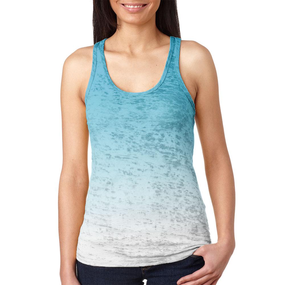 Summer Sun Ombre Juniors Burnout Racerback Tank Top Juniors Tank Tops Old Glory 2XL Blue