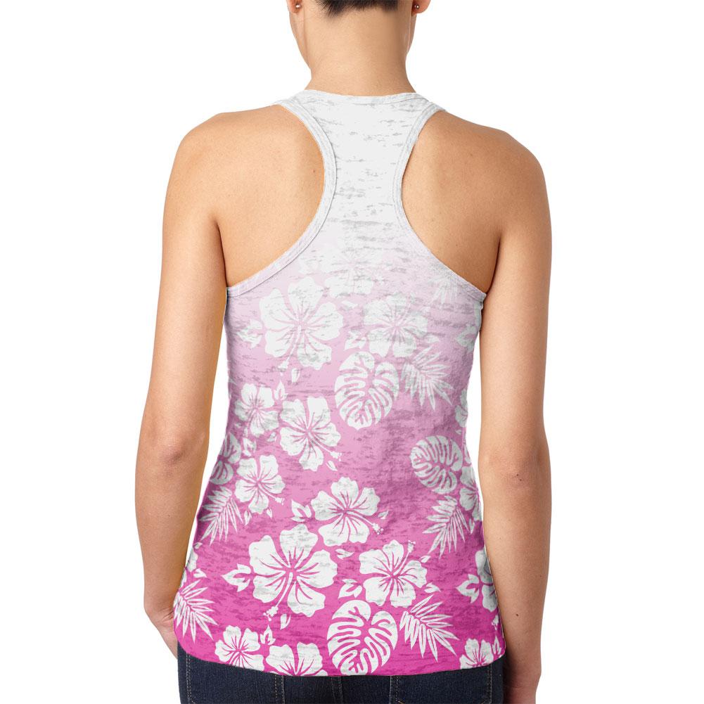 Summer Sun Ombre Hibiscus Juniors Burnout Racerback Tank Top Juniors Tank Tops Old Glory