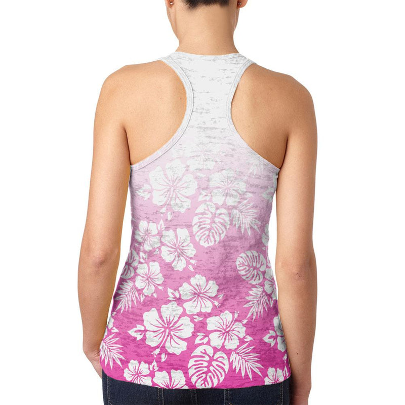 Summer Sun Ombre Hibiscus Juniors Burnout Racerback Tank Top Juniors Tank Tops Old Glory