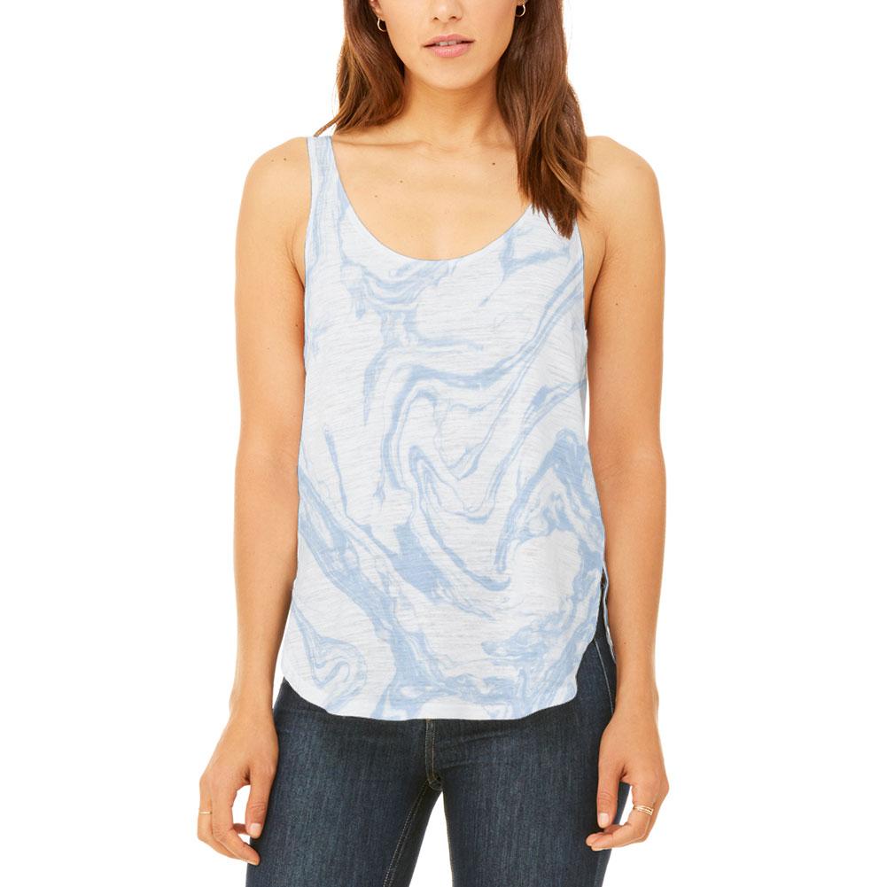 Marble Marbled Paper Juniors Flowy Side Slit Tank Top Juniors Tank Tops Old Glory 2XL Blue