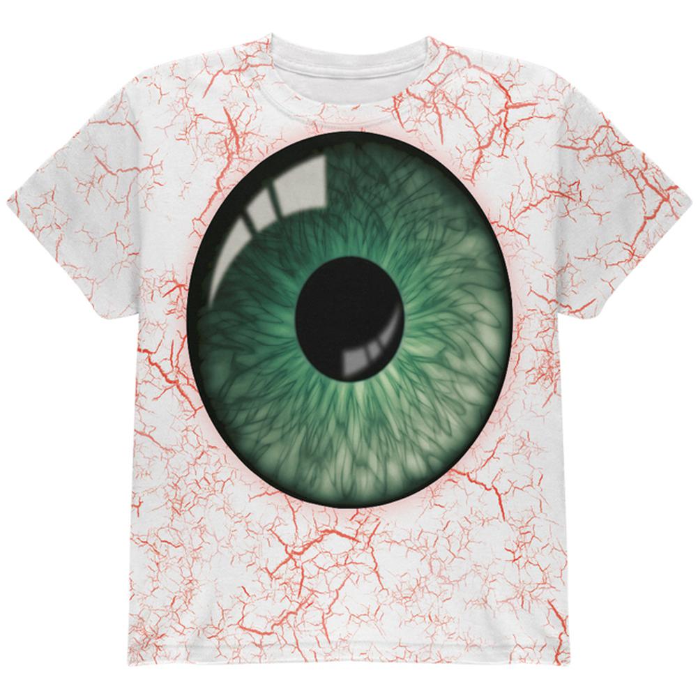 Halloween Green Creepy Eyeball Costume All Over Youth T Shirt Youth T-Shirts Old Glory LG Multi