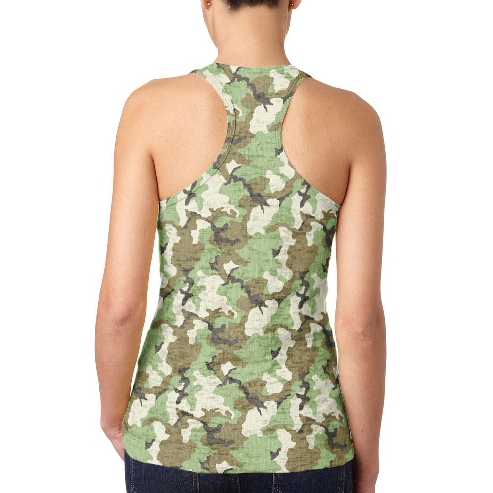 Green Woodland Camo Light Juniors Burnout Racerback Tank Top Juniors Tank Tops Old Glory