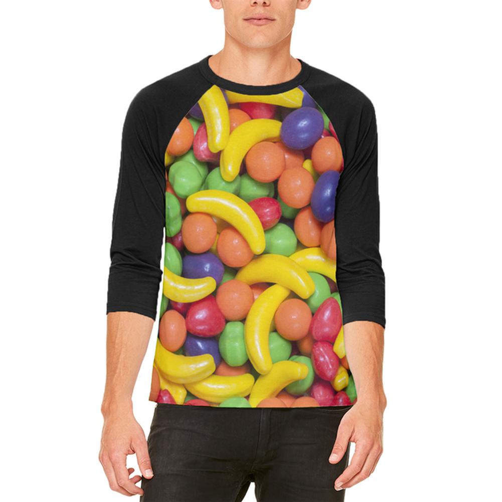 Halloween Fruit Candy Mens Raglan T Shirt Men's T-Shirts Old Glory 2XL White