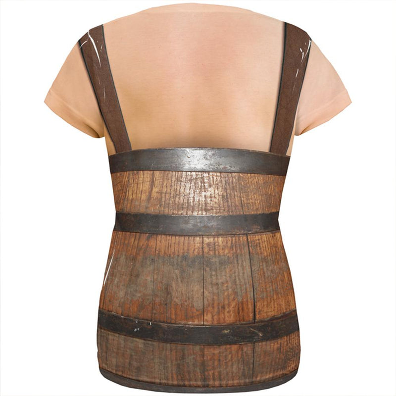 Halloween Costume Man in Barrel Suspenders Costume All Over Womens T Shirt Women's T-Shirts Old Glory
