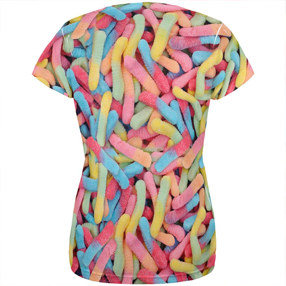 Halloween Sour Gummy Worms All Over Womens T Shirt Women's T-Shirts Old Glory