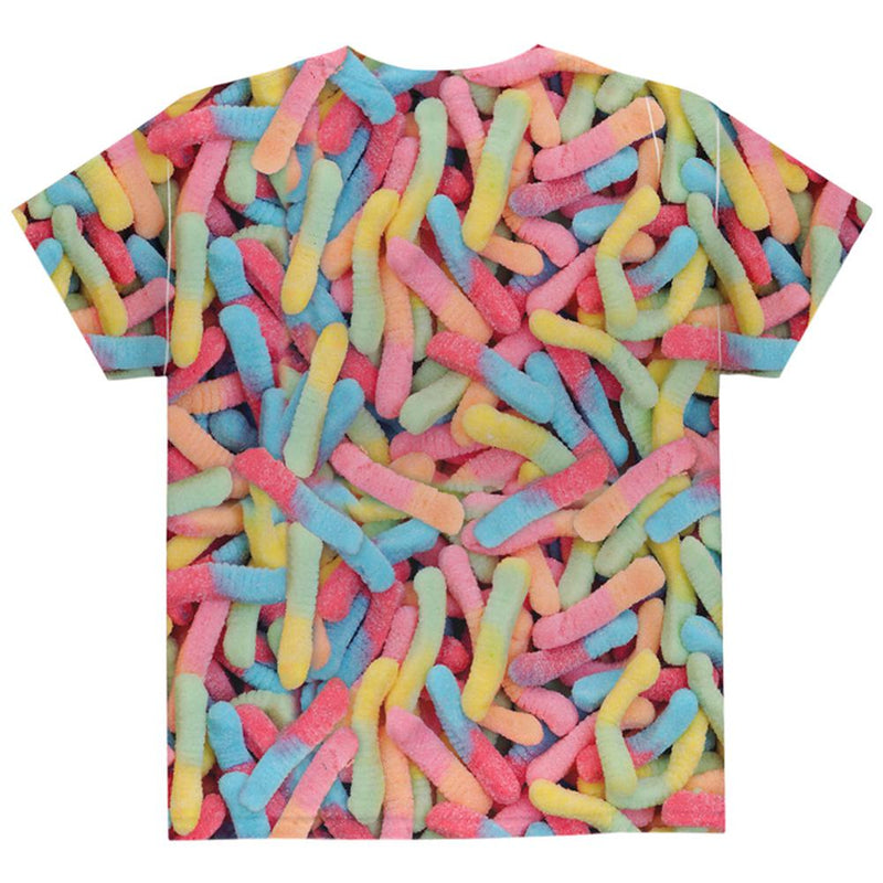 Halloween Sour Gummy Worms All Over Youth T Shirt Youth T-Shirts Old Glory
