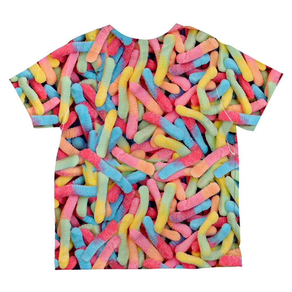 Halloween Sour Gummy Worms All Over Toddler T Shirt Toddler T-Shirts Old Glory