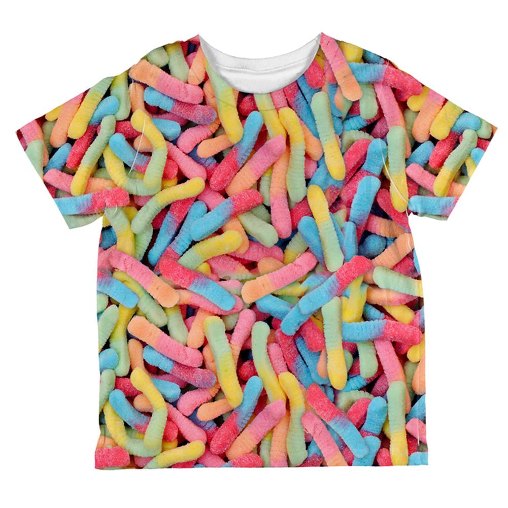 Halloween Sour Gummy Worms All Over Toddler T Shirt Toddler T-Shirts Old Glory 2T Multi