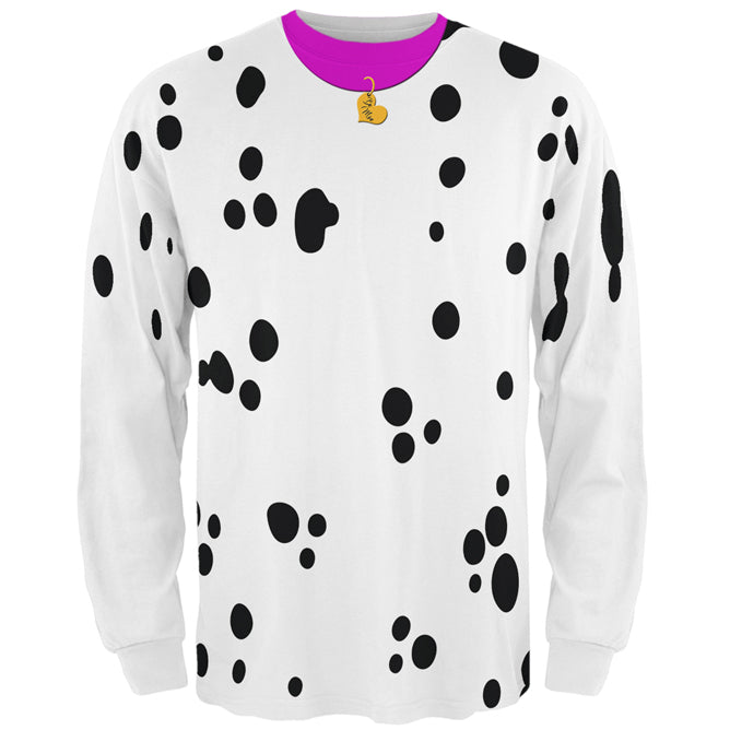 Valentine's Day Dog Dalmatian Costume Pink Collar Be Mine Mens Long Sleeve T Shirt Men's Long Sleeves Old Glory 2XL White