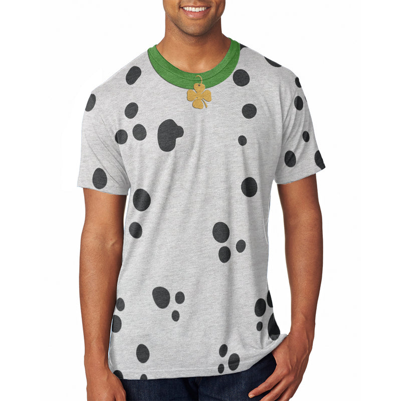 St Patrick's Day Dog Dalmatian Costume Green Collar Shamrock All Over Mens T Shirt Men's T-Shirts Old Glory 2XL White