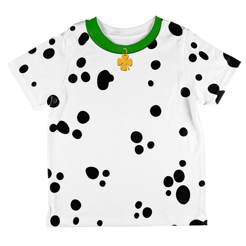St Patrick's Day Dog Dalmatian Costume Green Collar Shamrock All Over Toddler T Shirt Toddler T-Shirts Old Glory 2T Multi
