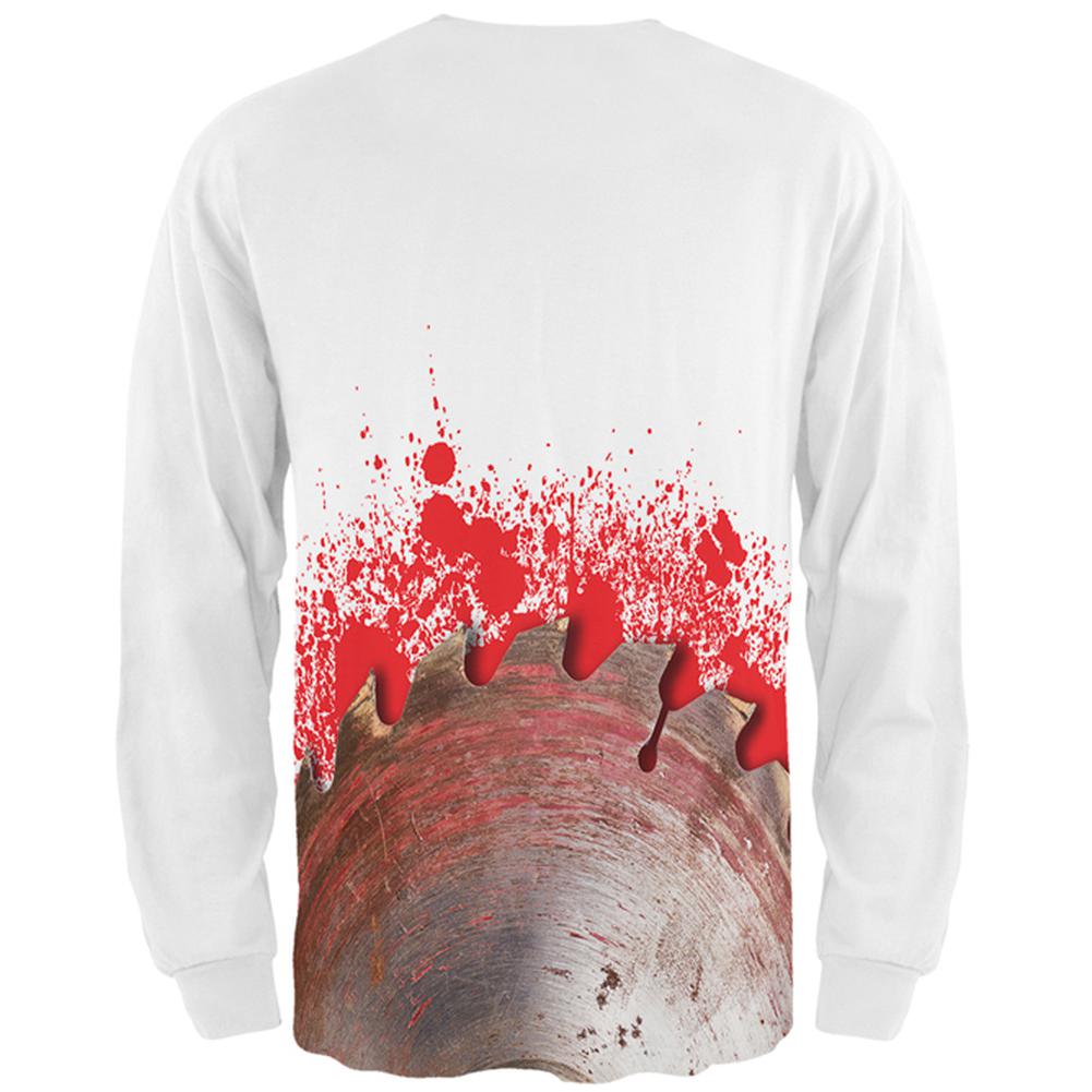 Halloween Bloody Saw Blade Massacre All Over Mens Long Sleeve T Shirt Men's Long Sleeves Old Glory