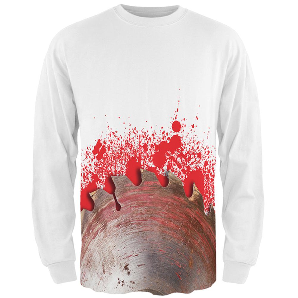 Halloween Bloody Saw Blade Massacre All Over Mens Long Sleeve T Shirt Men's Long Sleeves Old Glory 2XL Multi