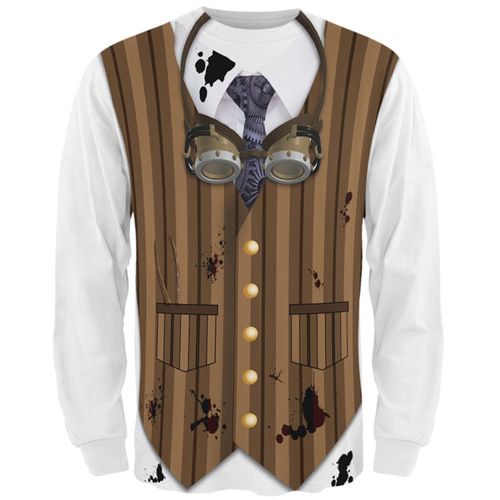 Halloween Costume Steam Punk Engineer Costume All Over Mens Long Sleeve T Shirt Men's Long Sleeves Old Glory 2XL Multi