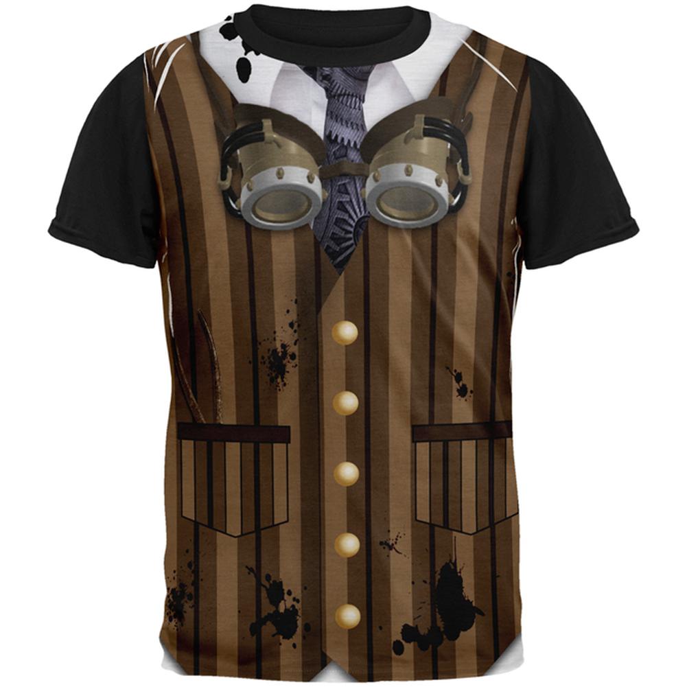 Halloween Steam Punk Engineer Costume All Over Mens Black Back T Shirt Men's T-Shirts Old Glory LG Multi