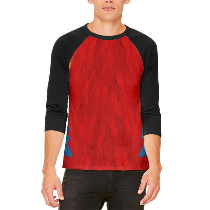 Halloween Costume Scarlet Macaw Parrot Feathers Costume Mens Raglan T Shirt Men's T-Shirts Old Glory LG White-Black