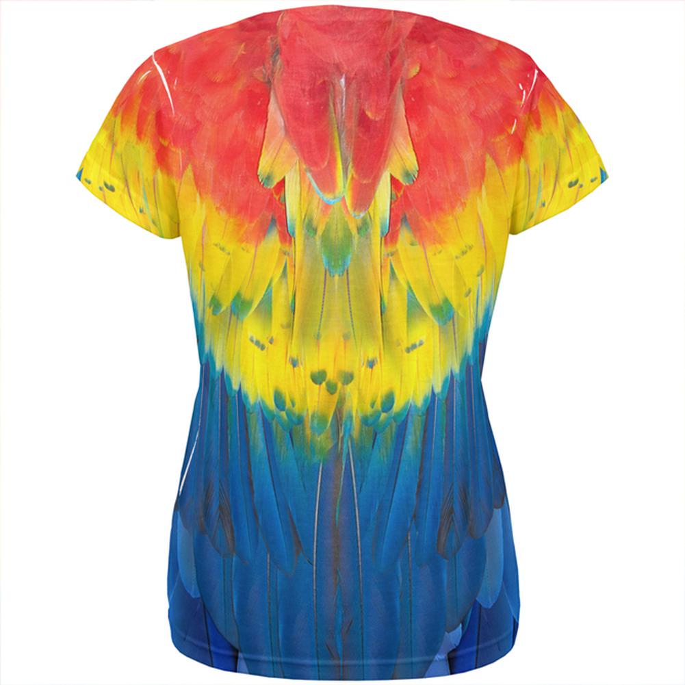 Halloween Costume Scarlet Macaw Parrot Feathers Costume All Over Womens T Shirt Women's T-Shirts Old Glory