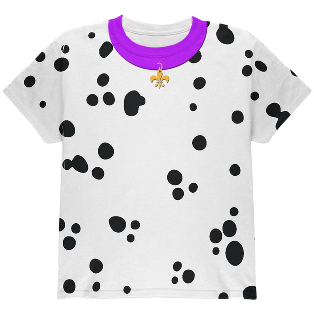 Mardi Gras Dog Dalmatian Costume Purple Collar Fleur De Lis All Over Youth T Shirt Youth T-Shirts Old Glory SM