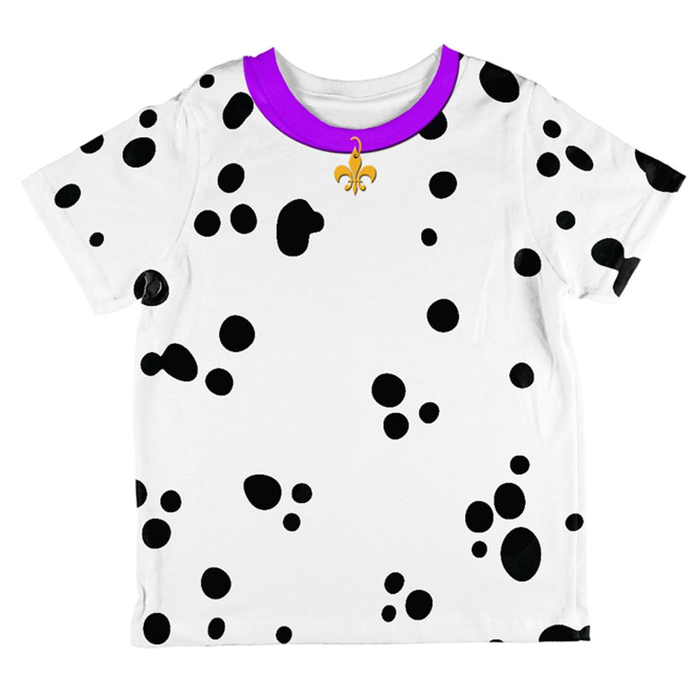 Mardi Gras Dog Dalmatian Costume Purple Collar Fleur De Lis All Over Toddler T Shirt Toddler T-Shirts Old Glory 2T