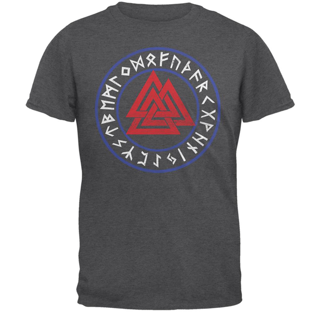 4th Of July American Viking Valknut Runes Mens T Shirt Men's T-Shirts Old Glory 2XL Grey