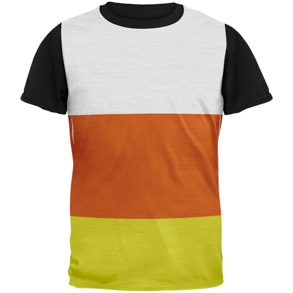 Halloween Candy Corn Costume All Over Mens Black Back T Shirt Men's T-Shirts Old Glory LG Multi