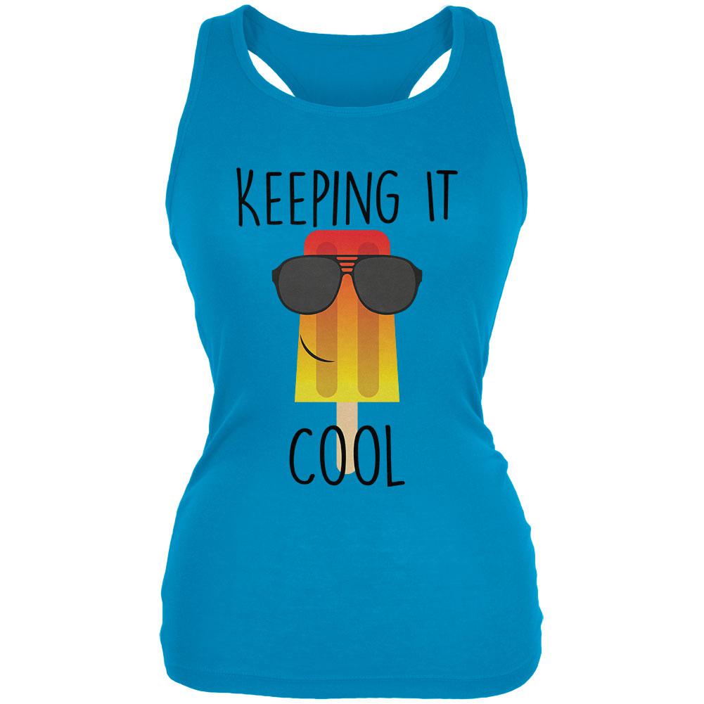 Summer Sun Ice Pop Keeping it Cool Juniors Soft Tank Top Juniors Tank Tops Old Glory 2XL Blue